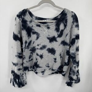 Splendid Sweatshirt Womens S Gray‎ Navy Tie Dye Bell Sleeve Cropped Hippy Casual